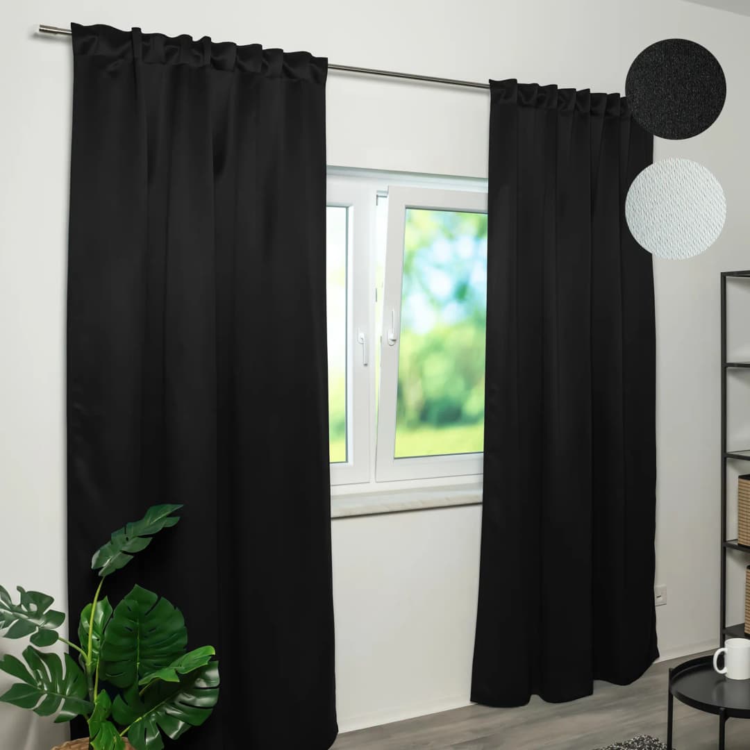 Home Wohnideen BLACKY Brandschutz-Vorhang B1 mit Kombiband | verdunkelnd, 135 x 245 cm, schwarz, 2 Stück