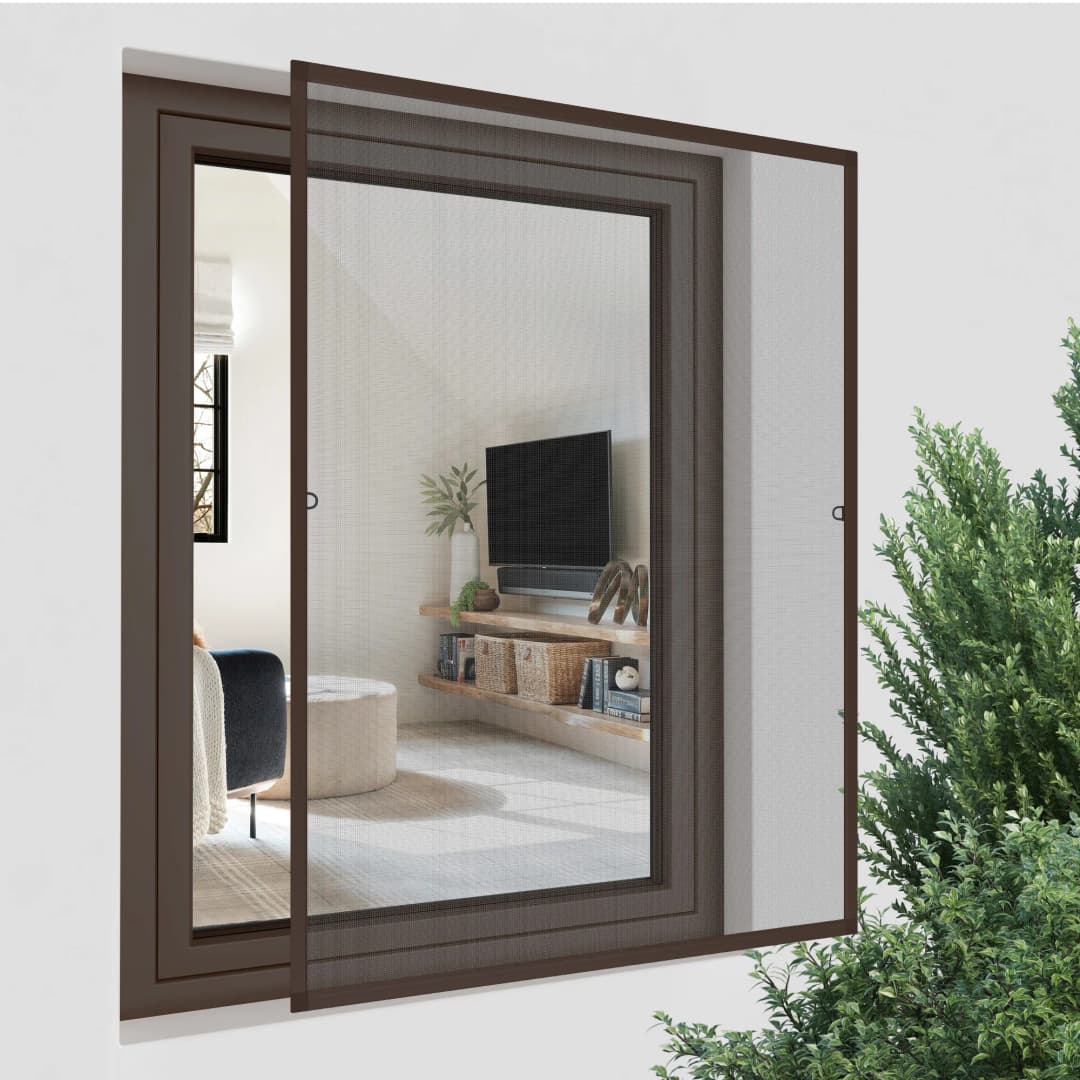 Insektenschutz Spannrahmen SlimLine für Fenster 130 x 150cm, braun | JAROLIFT