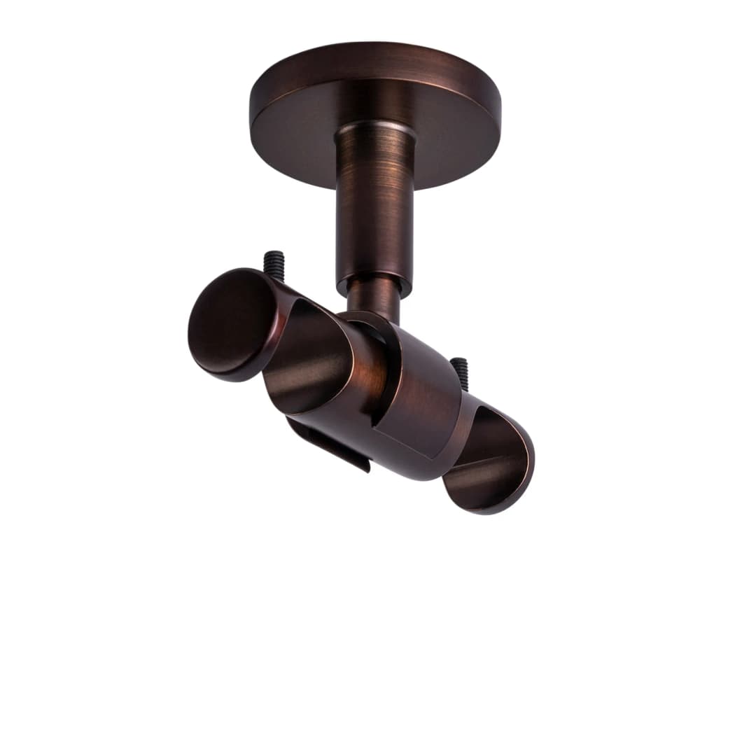 Deckenhalter für Gardinenstange mit Innenlauf | ⌀ 19 mm, rot-bronze gebürstet, 2-läufig