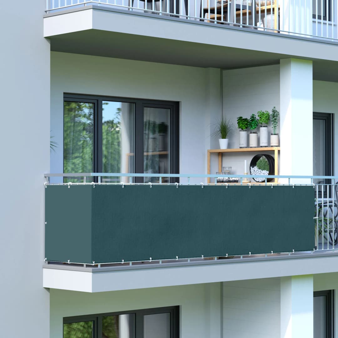 Balkonbespannung | wasserdicht / Polyester, 300x90 cm, dunkelgrün | JAROLIFT Balkon Sichtschutz / Balkonumrandung