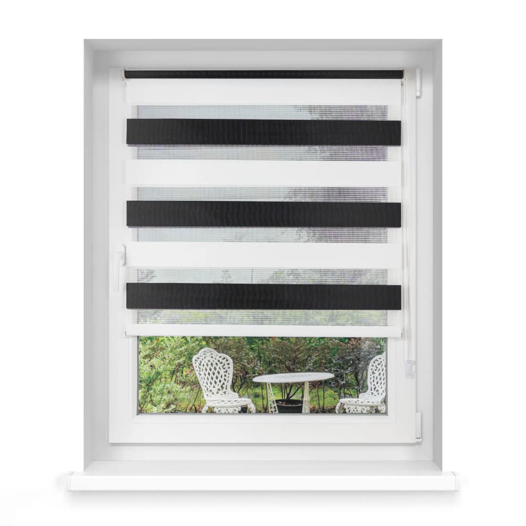 Klemmfix Doppelrollo / Duo Rollo 60x150 cm schwarz/weiss | VICTORIA M