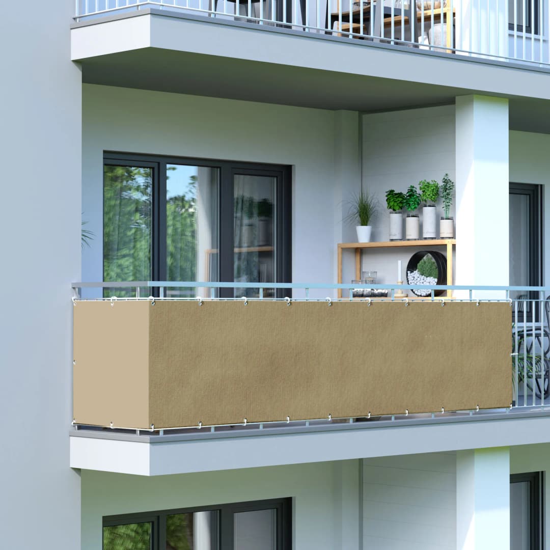 Balkonbespannung | wasserdicht / Polyester, 300x90 cm, sand | JAROLIFT Balkon Sichtschutz / Balkonumrandung