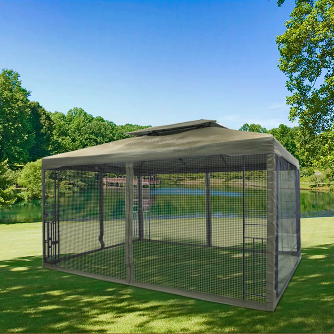 Seitenwand für Deluxe Gartenpavillon | Moskitonetz-Wand, beige, 4 Stück