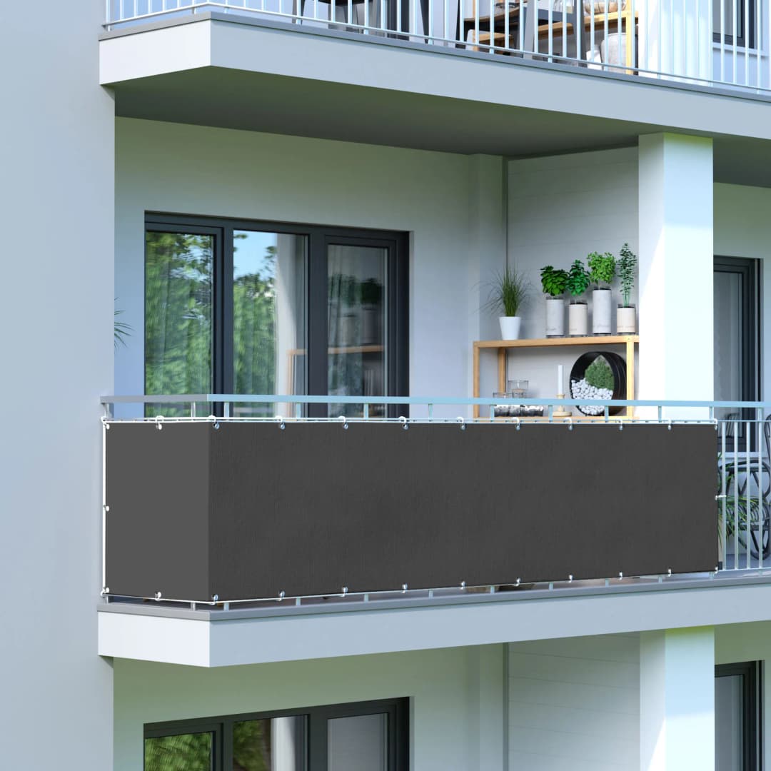 Balkonbespannung | wasserdicht / Polyester, 300x75 cm, anthrazit | JAROLIFT Balkon Sichtschutz / Balkonumrandung