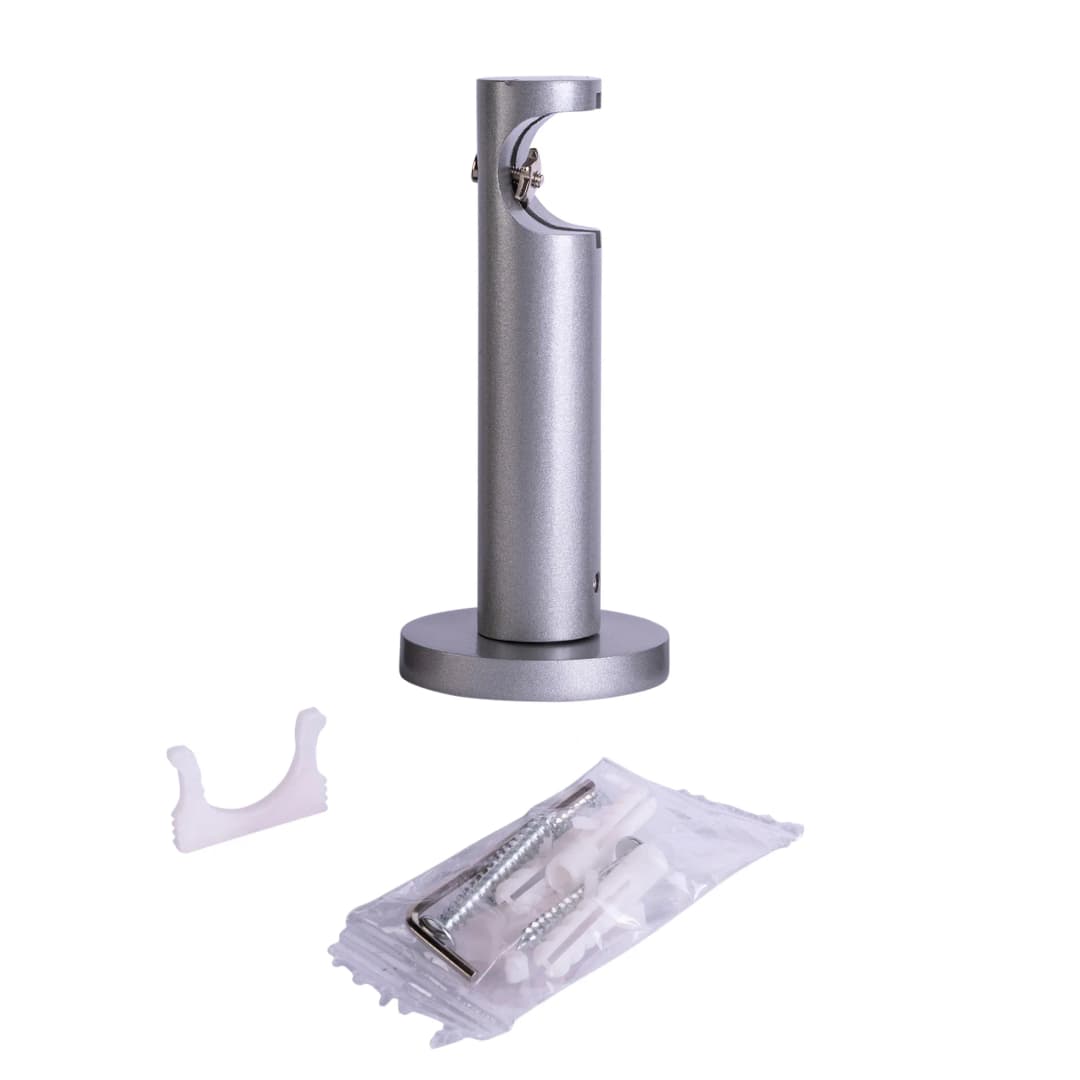 Wandhalter für Gardinenstange / Gardinenstange mit Innenlauf | ⌀19 mm, silber, 1-läufig