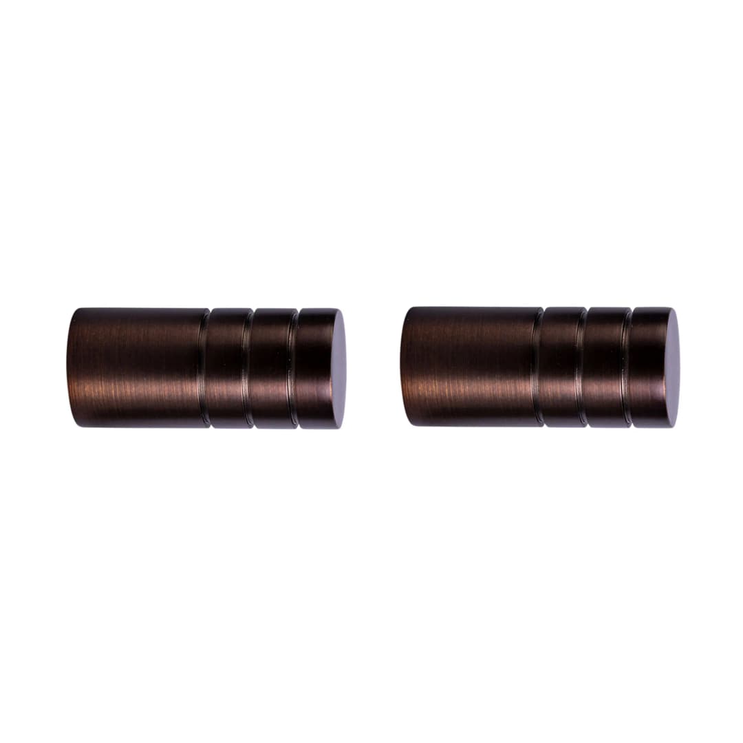 Endstück für Gardinenstange | ⌀ 19 mm, rot-bronze gebürstet, Rillen-Kappe, 2 Stück