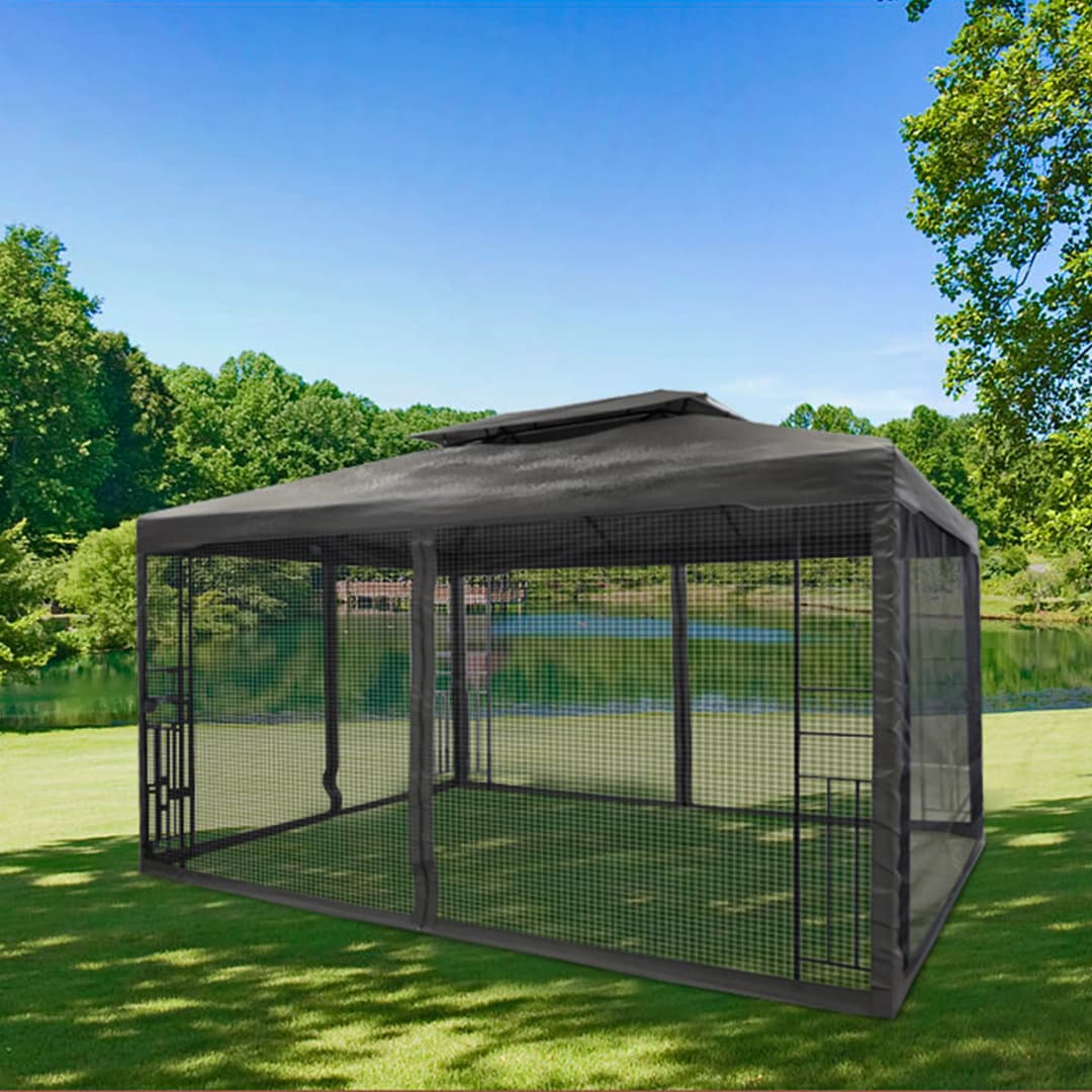 Seitenwand für Deluxe Gartenpavillon | Moskitonetz-Wand, anthrazit, 4 Stück