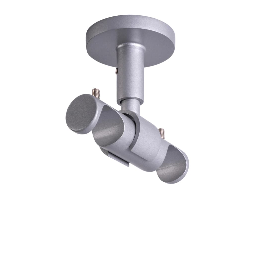 Deckenhalter für Gardinenstange mit Innenlauf | ⌀ 19 mm, silber, 2-läufig