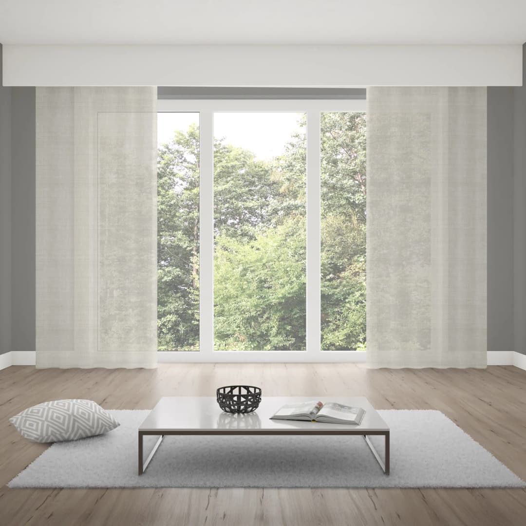 Verdi Collection Gardine mit Schlaufenband + Leinen-Optik | halbtransparent, 145 x 245 cm, natur, 2 Stück