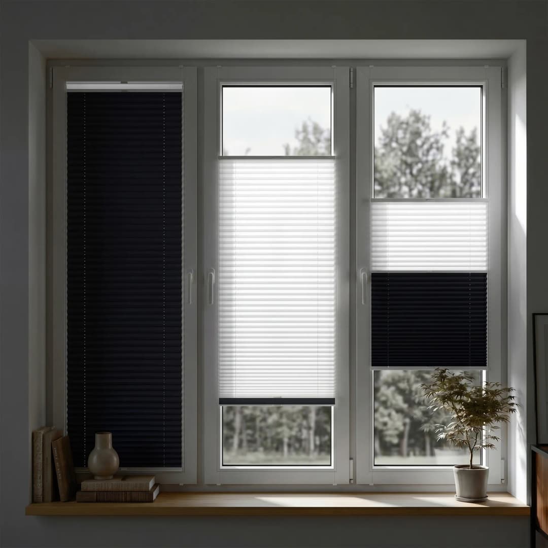 Easyfix Allday Doppelplissee | 35 x 100 cm, weiß-anthrazit