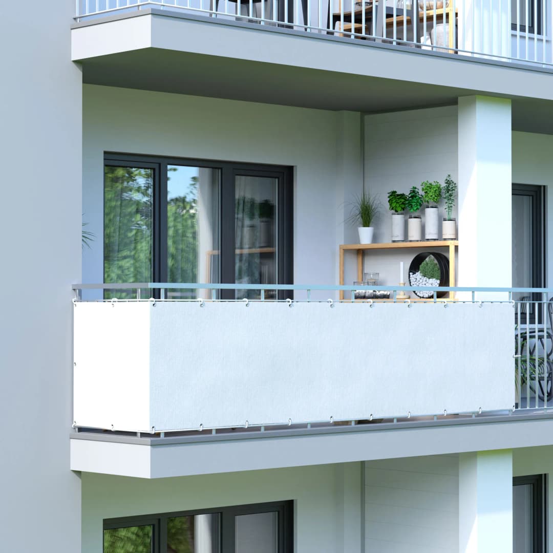 Balkonbespannung | wasserdicht / Polyester, 300x75 cm, cremeweiß | JAROLIFT Balkon Sichtschutz / Balkonumrandung