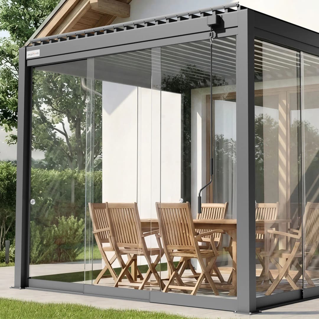 Glasschiebetüren für Pergola | 3 m, anthrazit