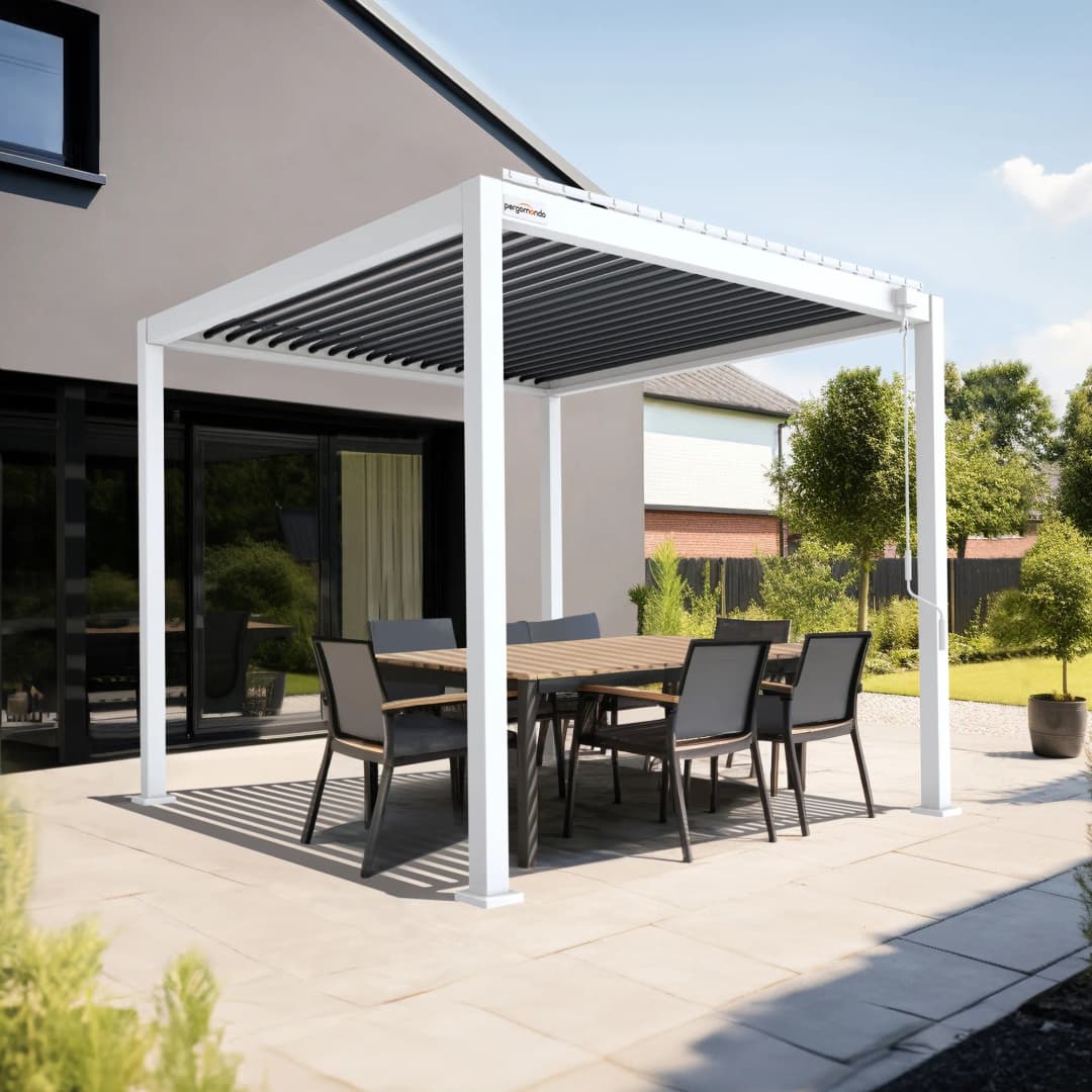 pergomondo Pergola mit Lamellendach | 3 x 3 m, anthrazit / weiß