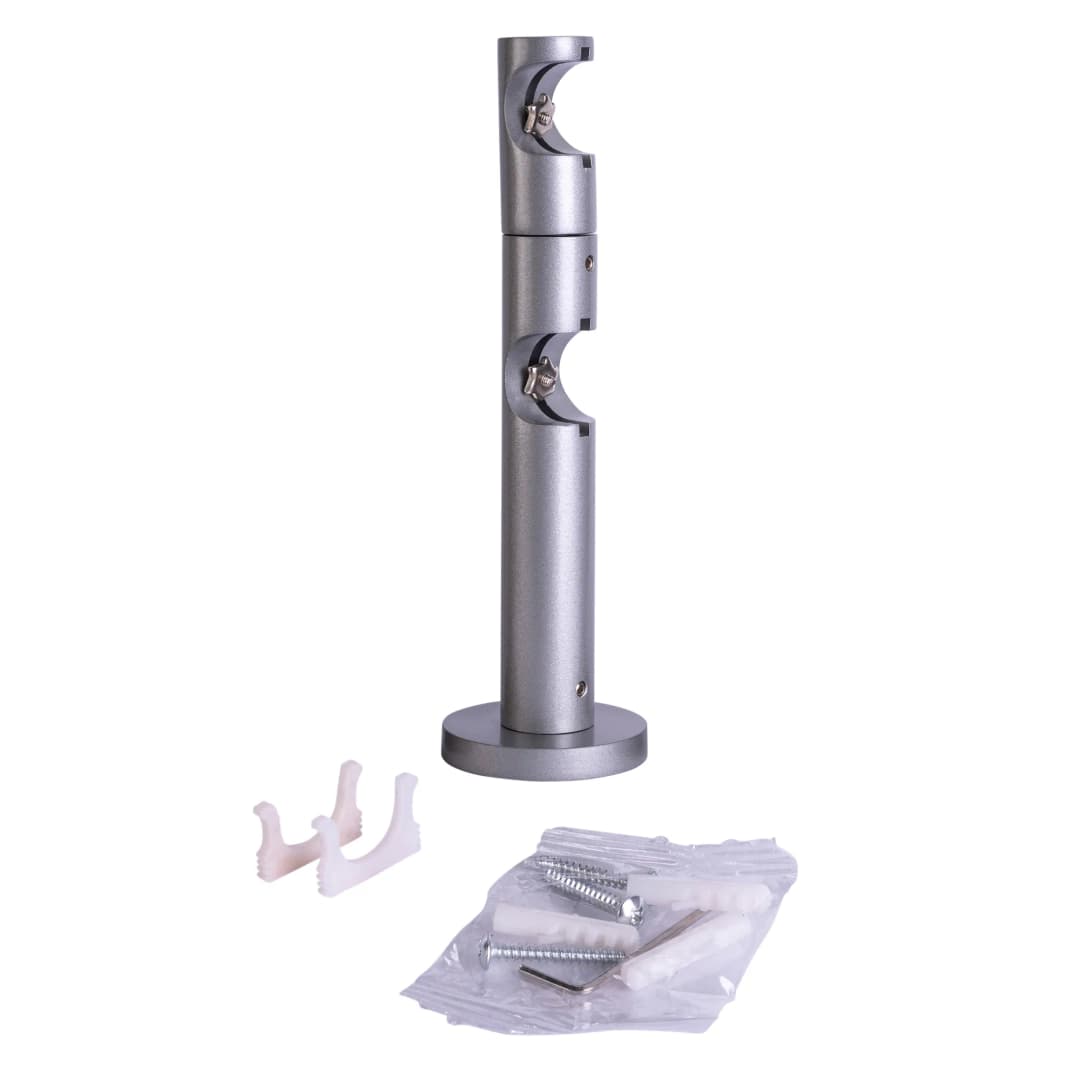 Wandhalter für Gardinenstange / Gardinenstange mit Innenlauf | ⌀19 mm, silber, 2-läufig