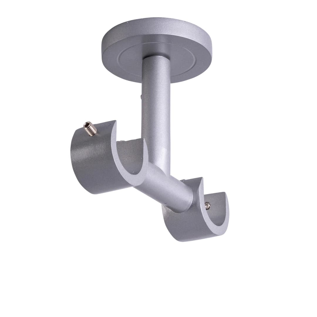 Deckenhalter für Gardinenstange | ⌀ 19 mm, silber, 2-läufig