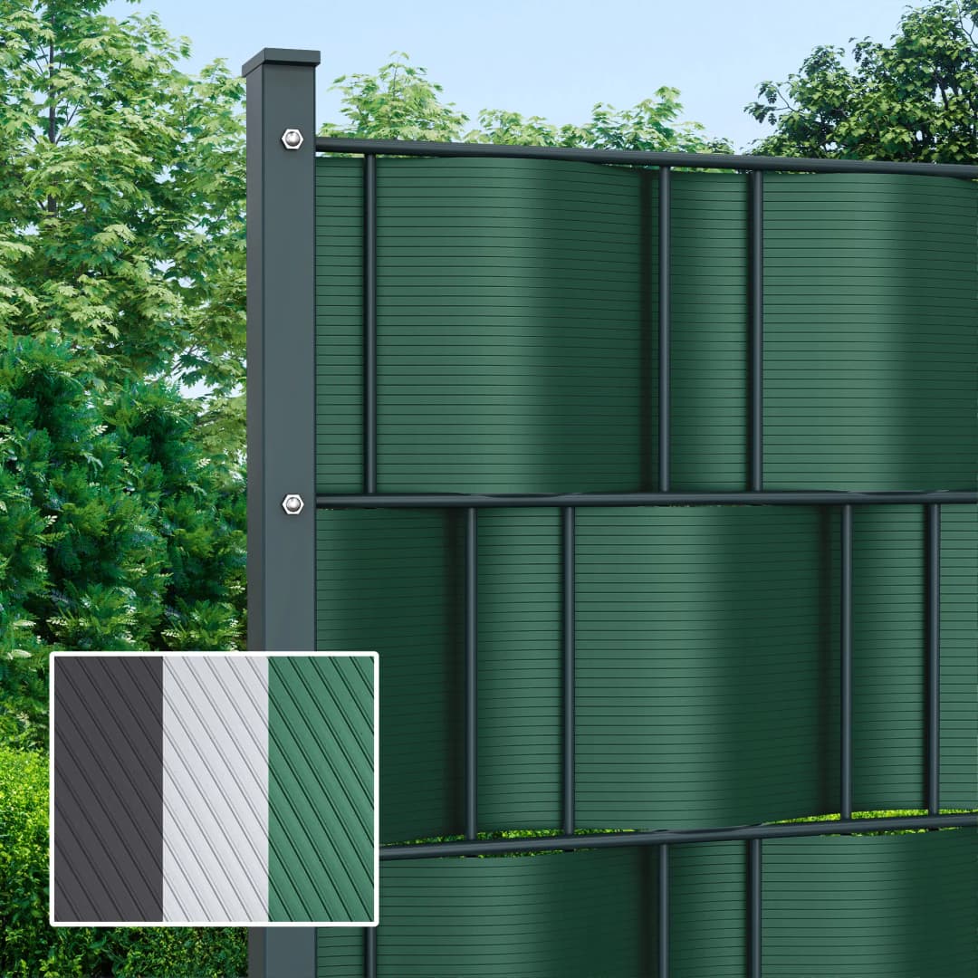 PVC Sichtschutzstreifen Hart | 19 cm x 2,525 m, grün, 10 Stück | paramondo