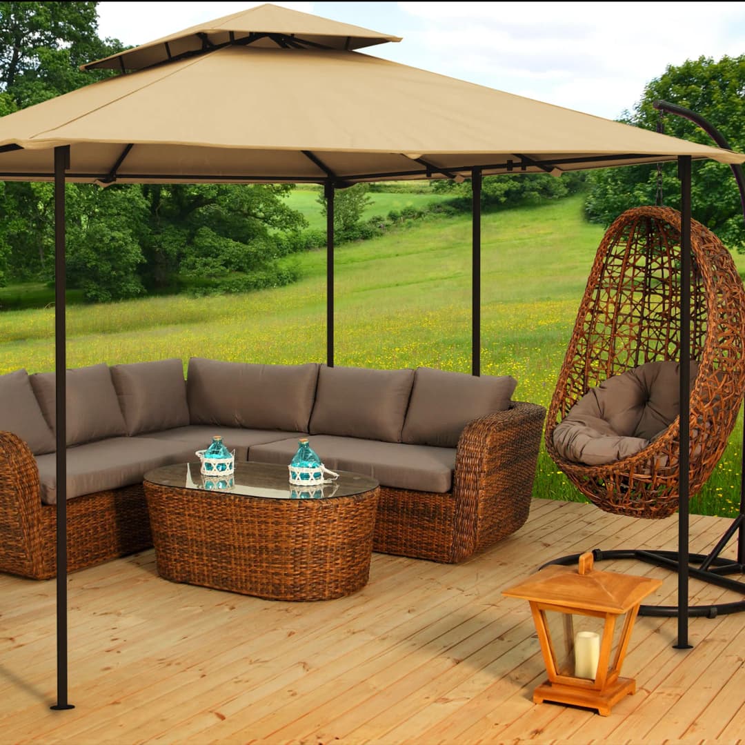 Comfort Gartenpavillon | 4 x 3 m, beige + Wände
