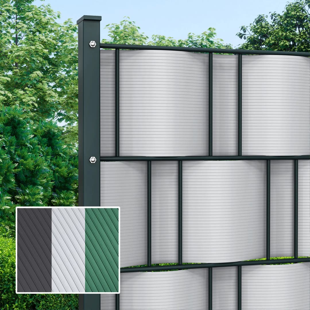 PVC Sichtschutzstreifen Hart | 19 cm x 2,525 m, grau, 10 Stück | paramondo