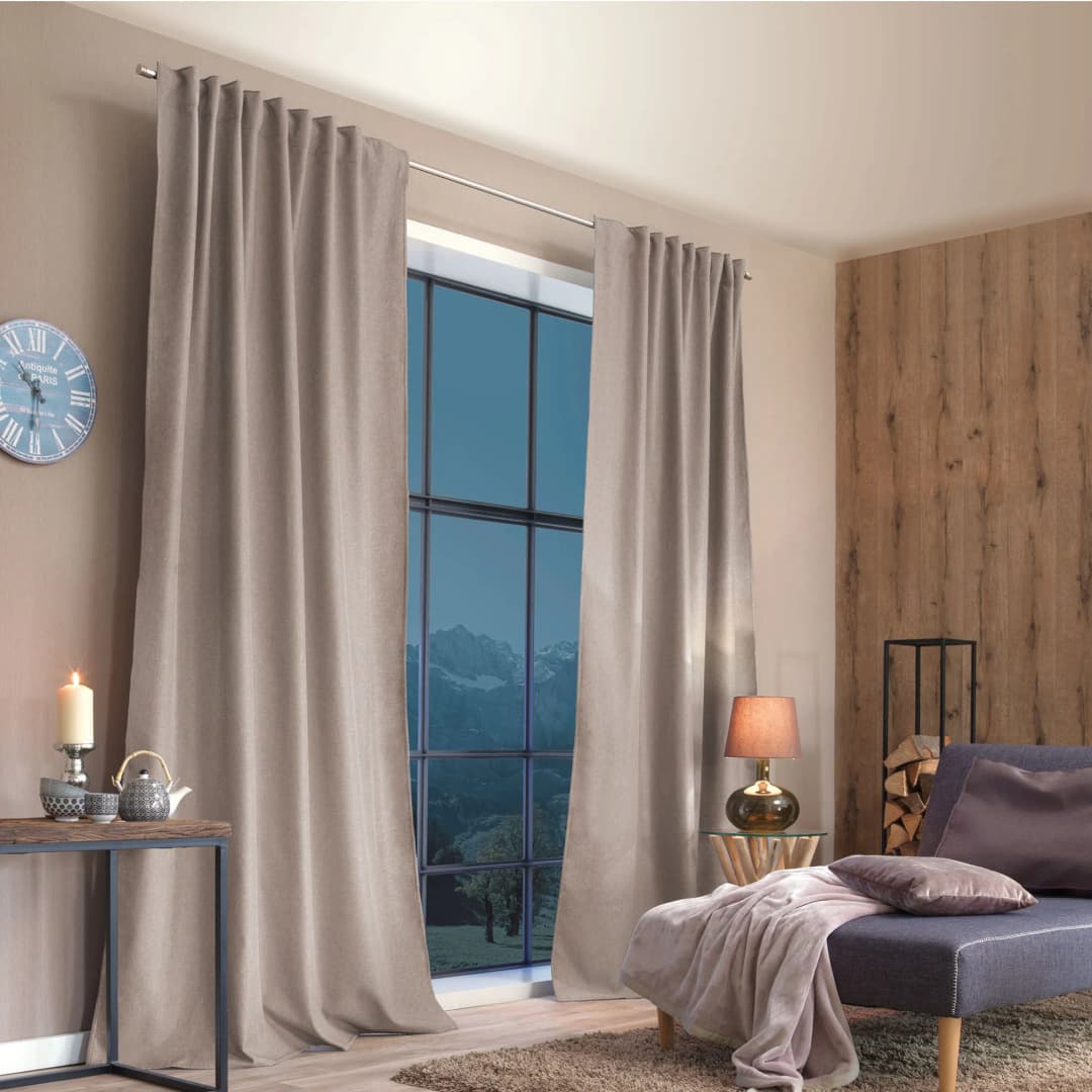 Home Wohnideen ESKIMO Thermo-Vorhang mit Kombiband | blickdicht, 135 x 245 cm, natur, 2 Stück