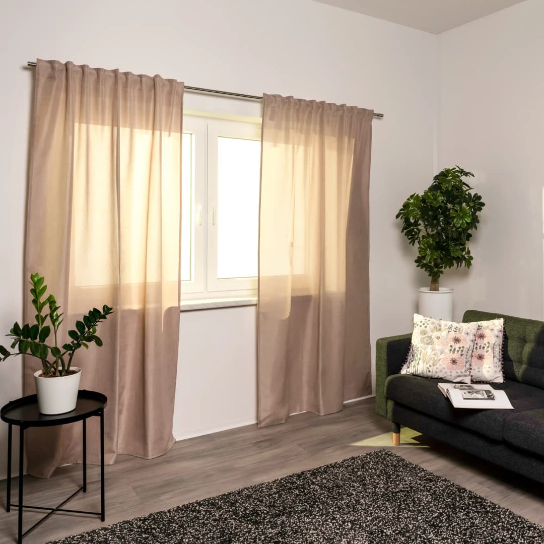Home Wohnideen Vorhang mit Kombiband + Leinen-Struktur | blickdicht, 135 x 225 cm, natur, 2 Stück