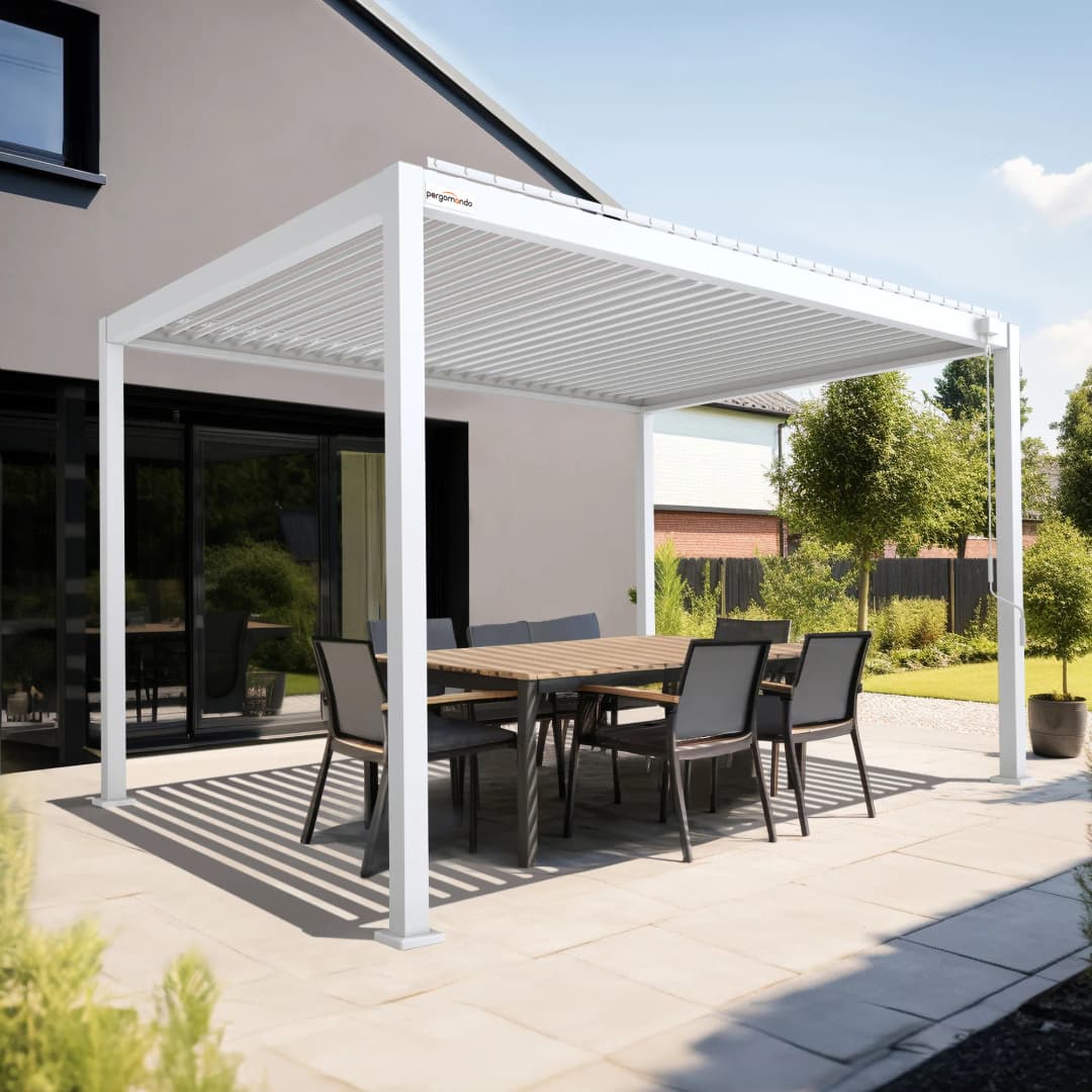 pergomondo Pergola mit Lamellendach | 3 x 4 m, weiß