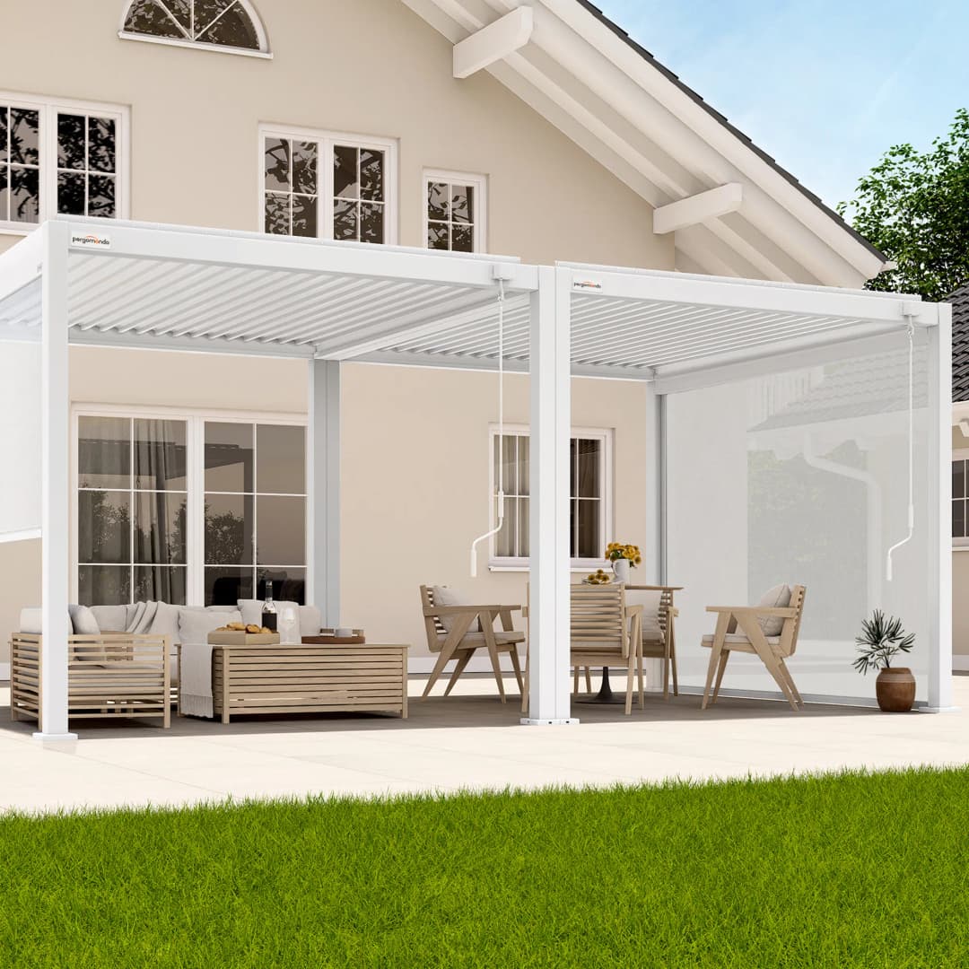 pergomondo Pergola mit Lamellendach | 3 x 6 m, weiß