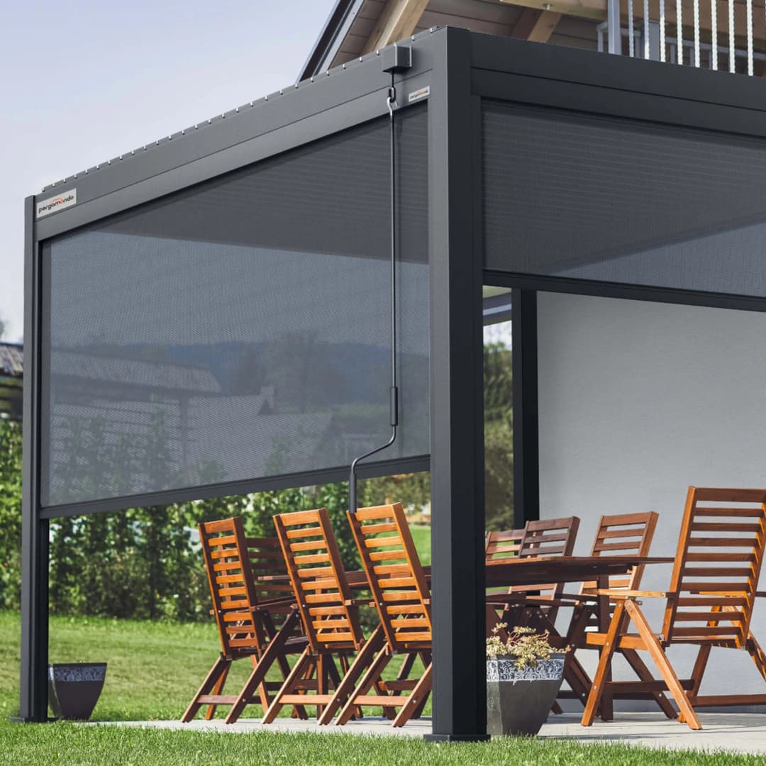 pergomondo Screen-Rollo für Pergola mit Lamellendach | 4 m, anthrazit