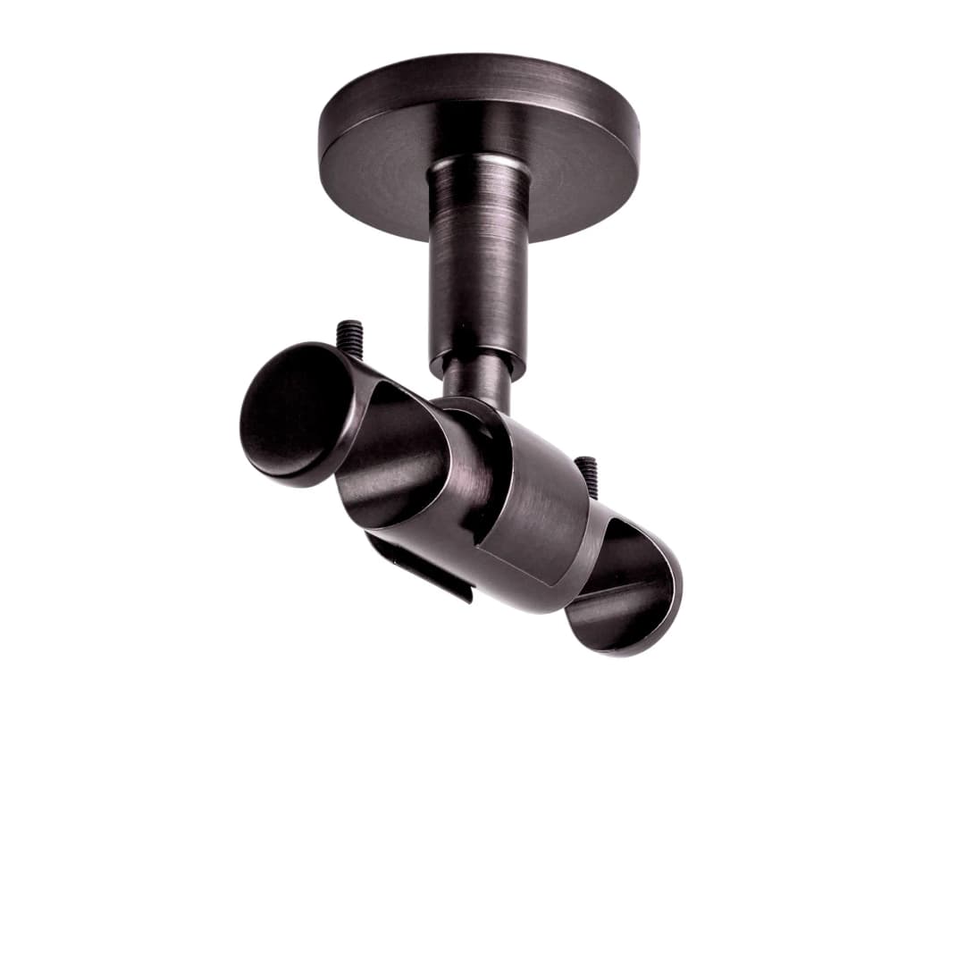 Deckenhalter für Gardinenstange mit Innenlauf | ⌀ 19 mm, anthrazit gebürstet, 2-läufig