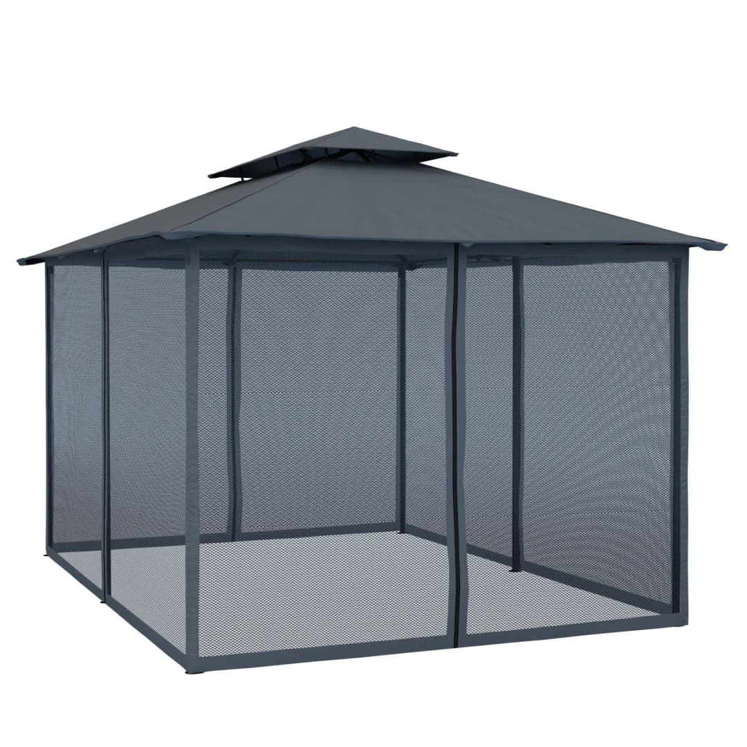 Moskitonetz-Wand für Comfort Gartenpavillon | anthrazit, 6 Stück