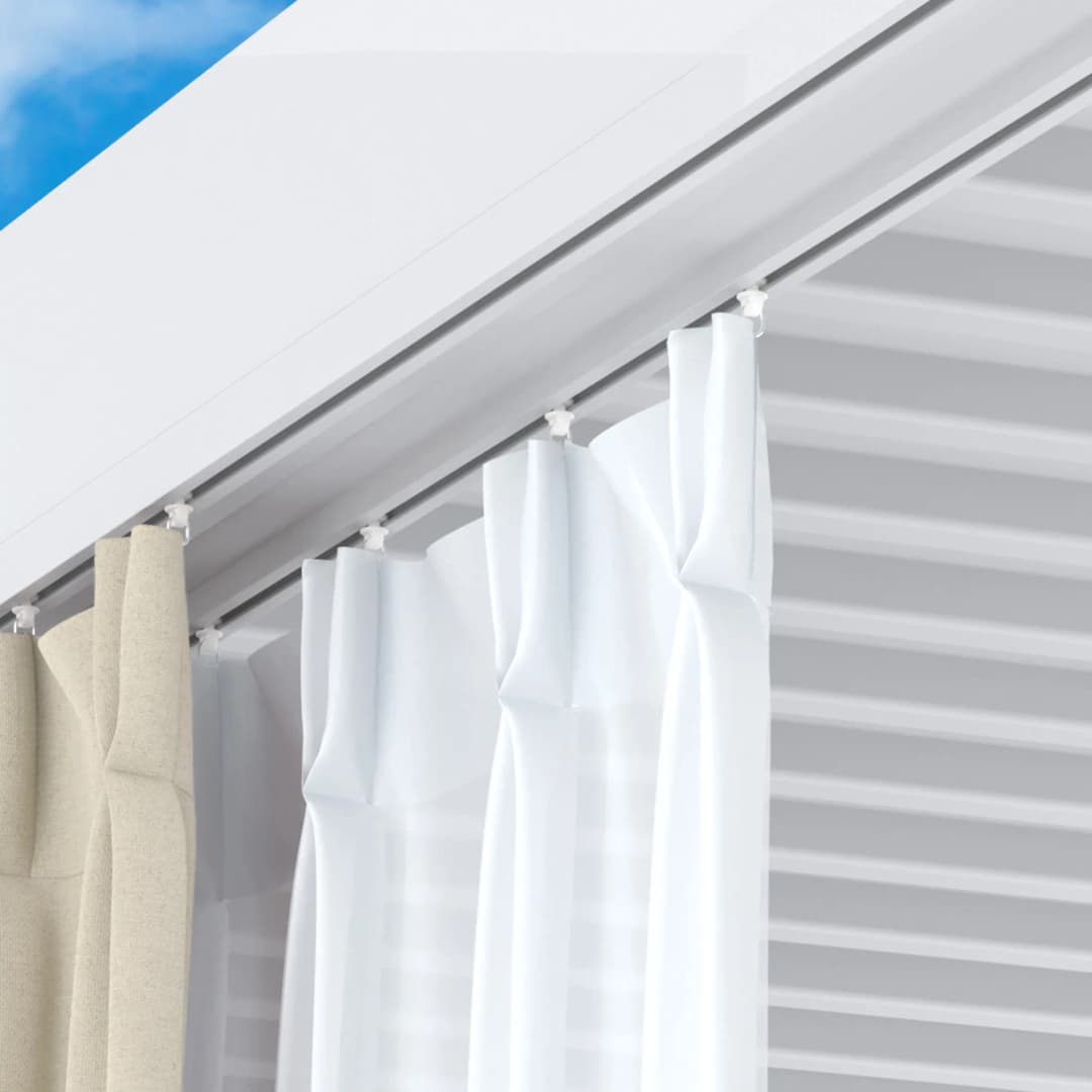 pergomondo Gardinenschienenset für Pergola mit Lamellendach | 3 x 4 m, weiß