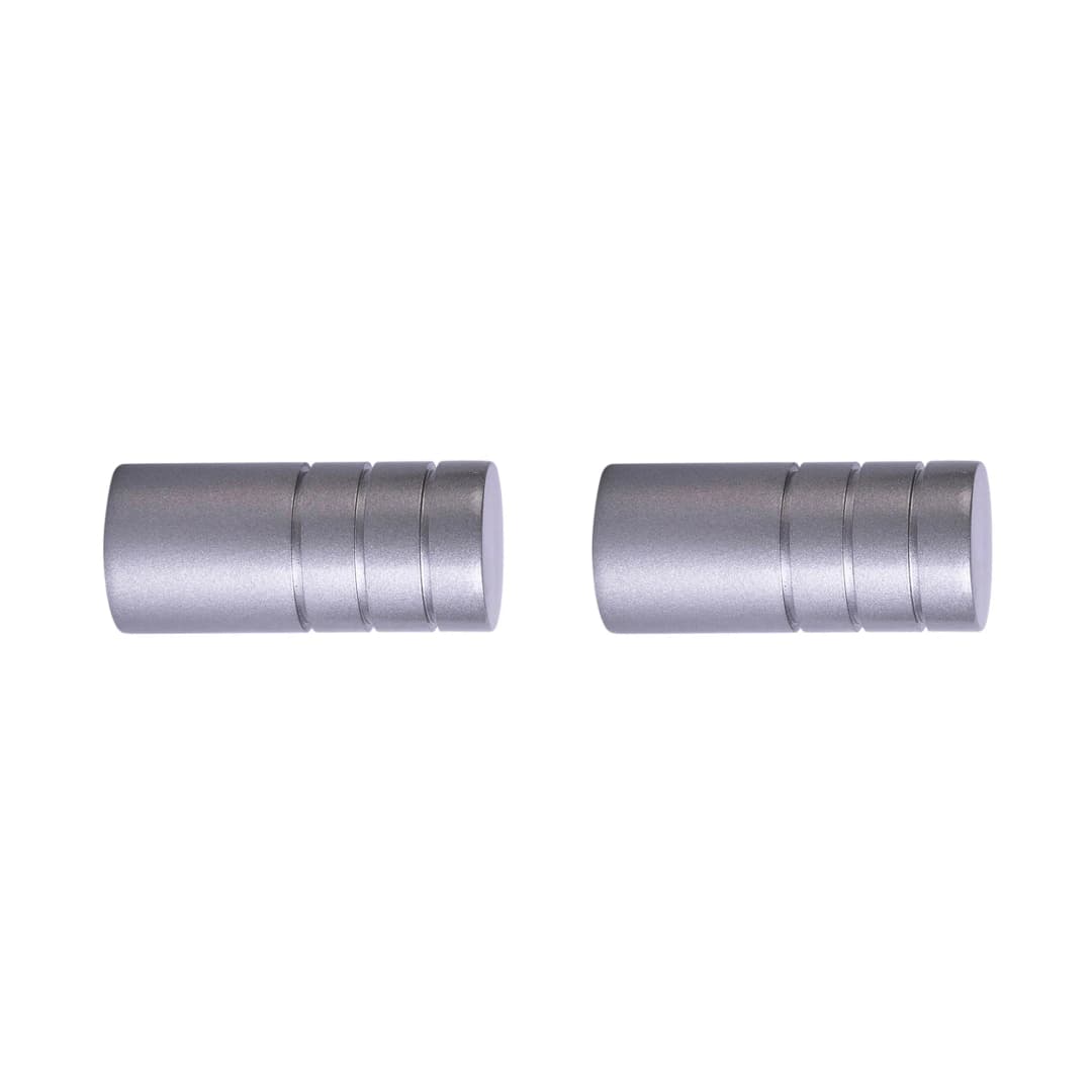 Endstück für Gardinenstange | ⌀ 19 mm, silber, Rillen-Kappe, 2 Stück