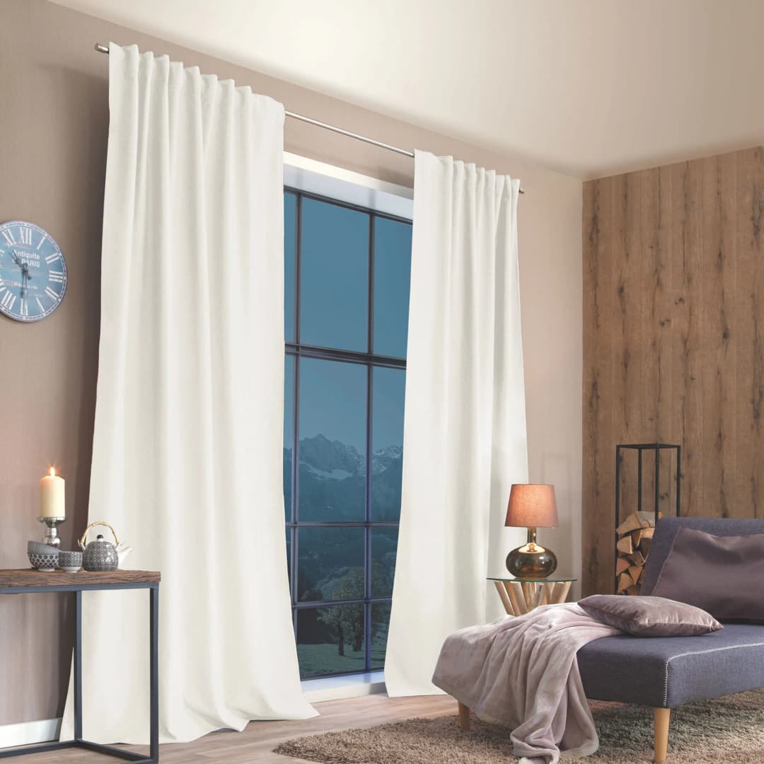 Home Wohnideen ESKIMO Thermo-Vorhang mit Kombiband | blickdicht, 135 x 245 cm, wollweiß, 2 Stück