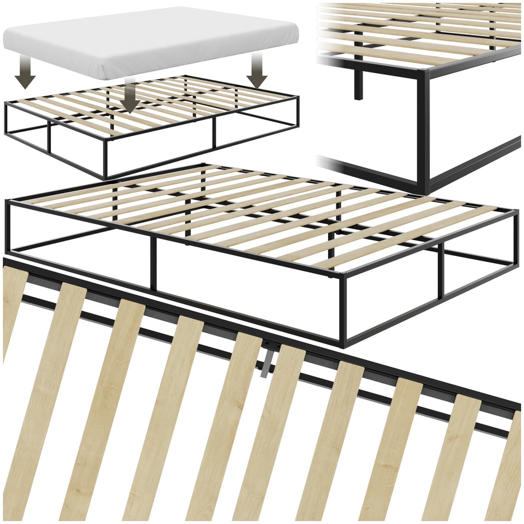 Metallrahmenbett Kyoto mit Lattenrost, 250 kg - 140 x 200 x 25,5 cm