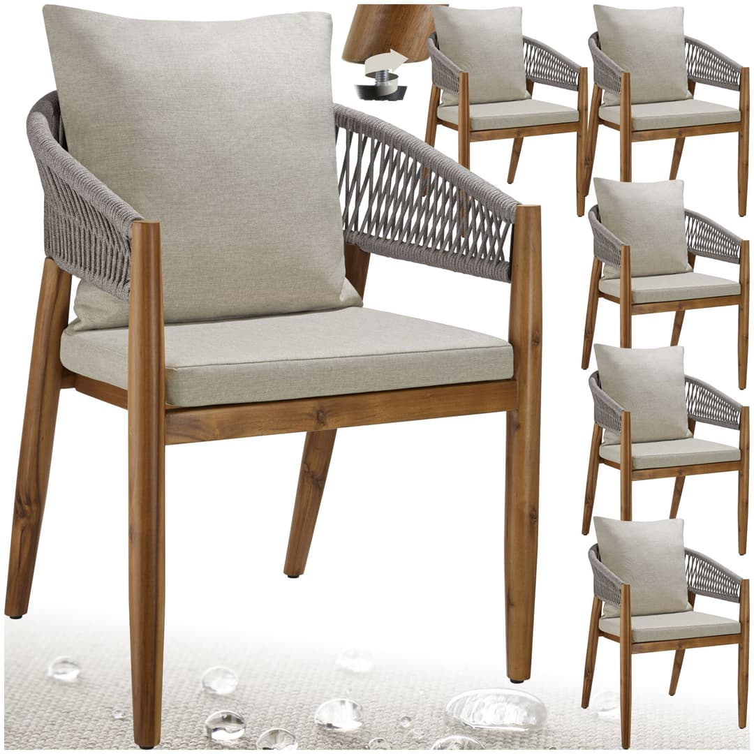 Gartenstuhl Manacor, Ropedesign - greige, 6er Set