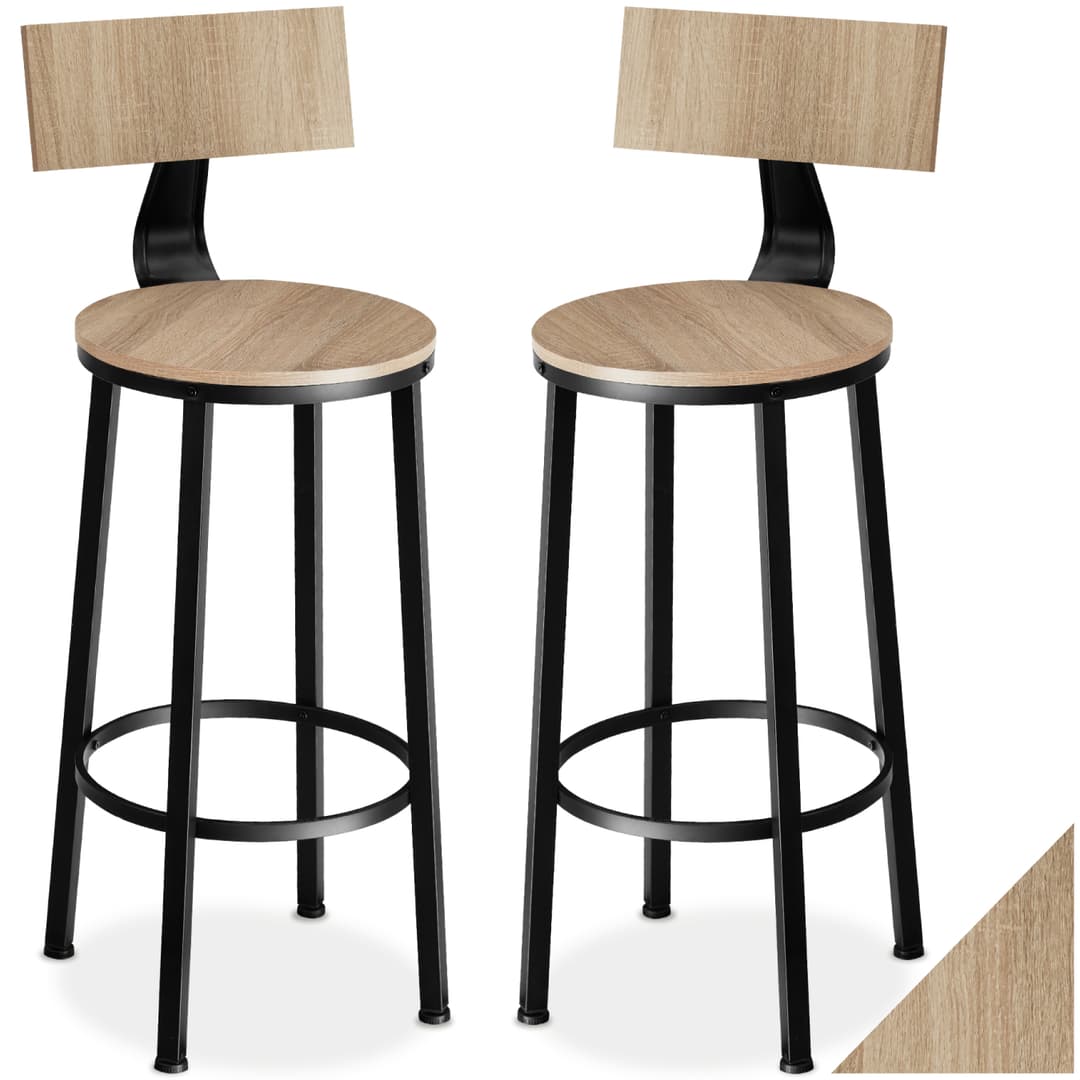 Barhocker Poole - Industrial Holz hell, Eiche Sonoma