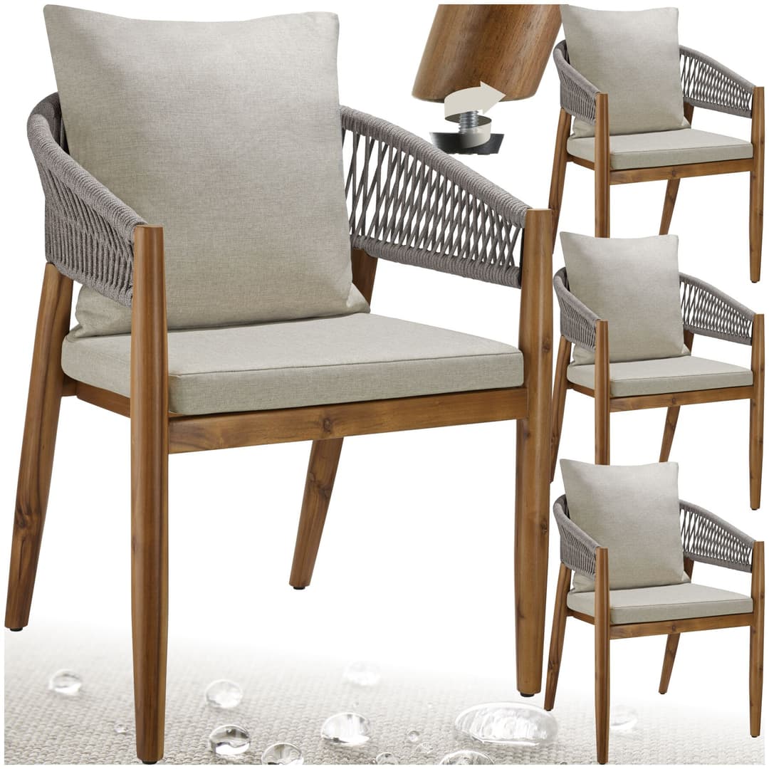 Gartenstuhl Manacor, Ropedesign - greige, 4er Set