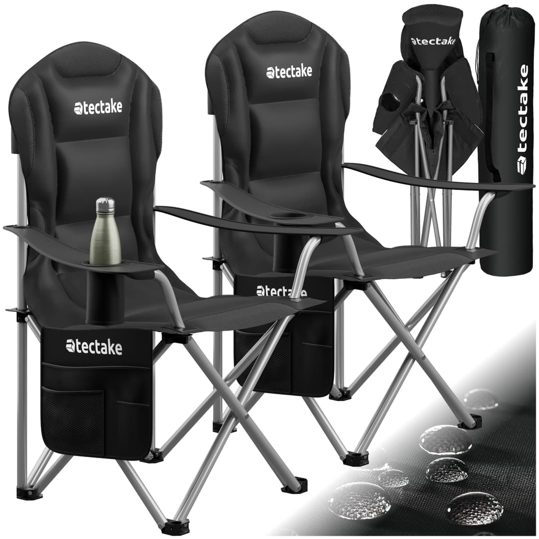 Gepolsterter Campingstuhl MTX, faltbar, mit Getränkehalter - 2er Set