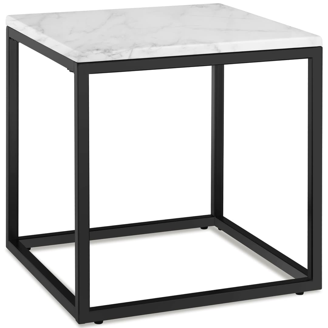 Beistelltisch Alysia Marmoroptik, quadratisch - schwarz/weiß