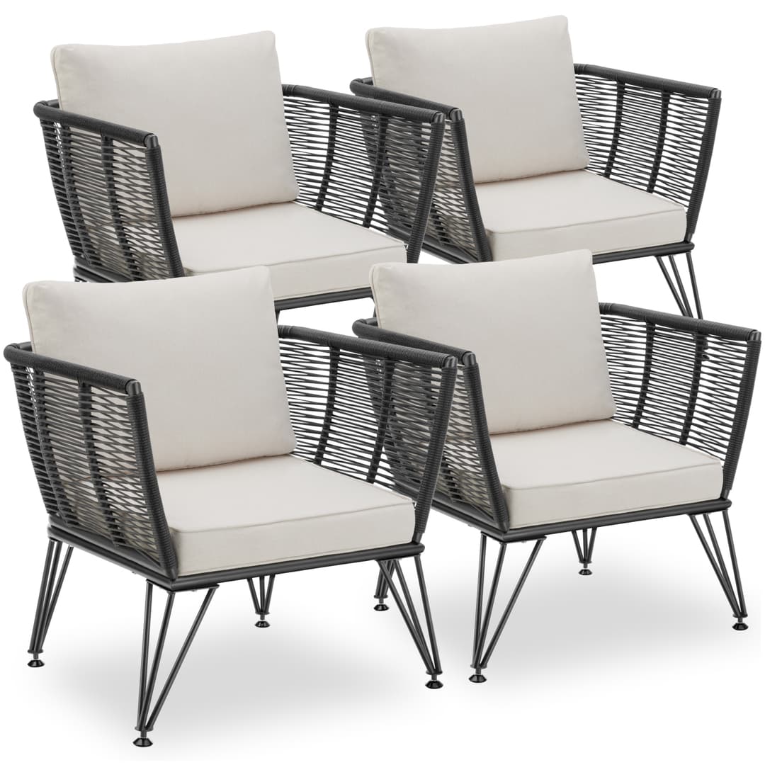 Garten-Loungesessel Sundo im Rope-Design - 4er Set