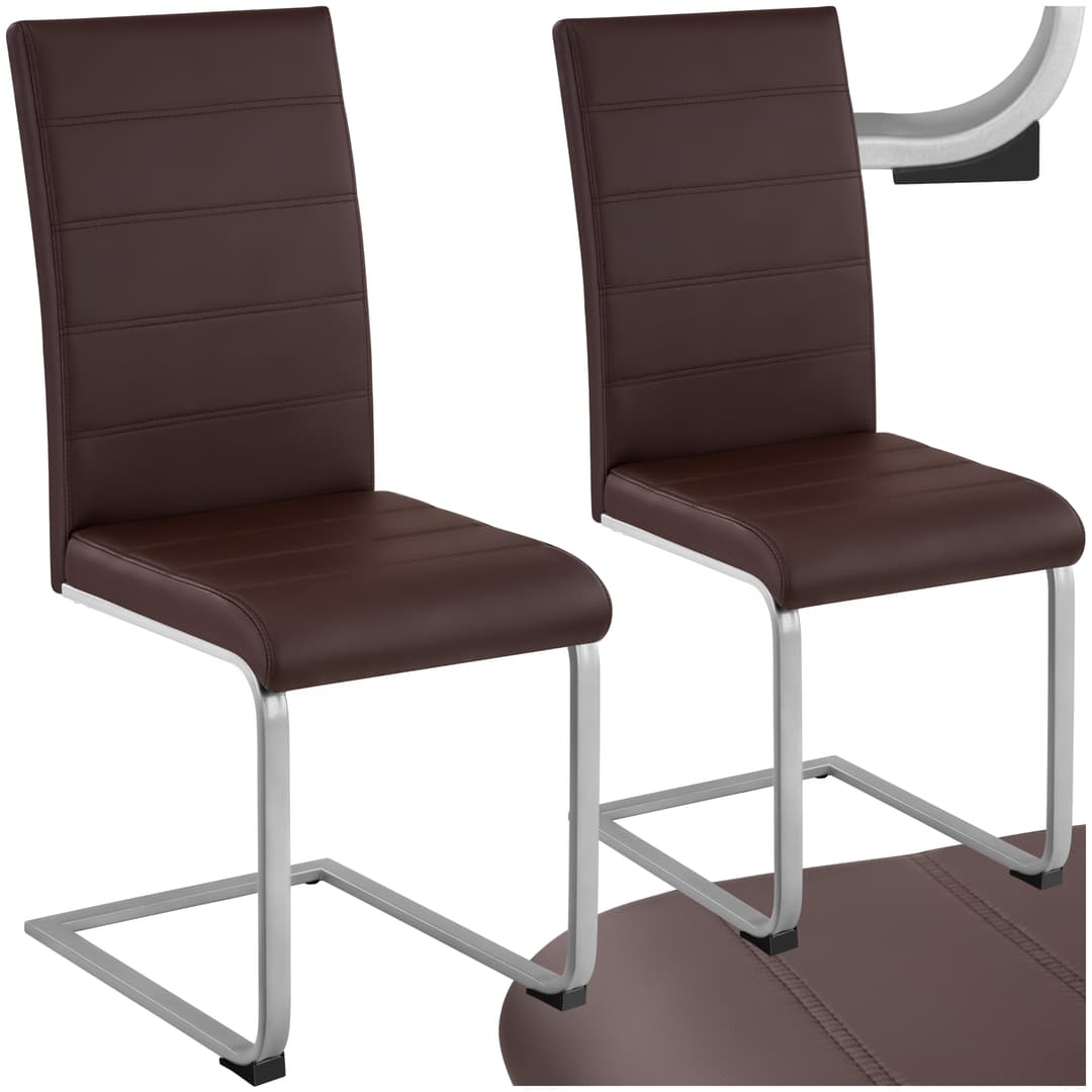 Schwingstühle, Kunstleder - braun, 2er Set