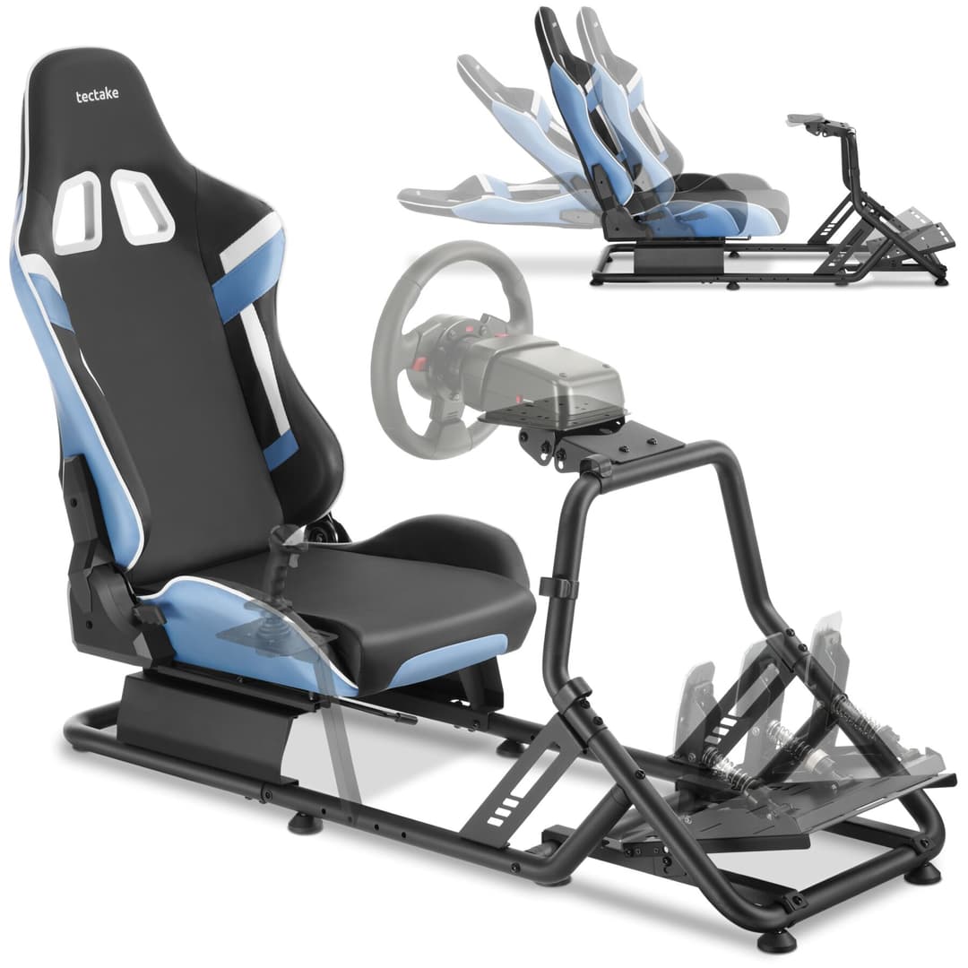 Gamingstuhl Play, Rennsitz, kompatibel mit vielen Konsolen - schwarz/azur