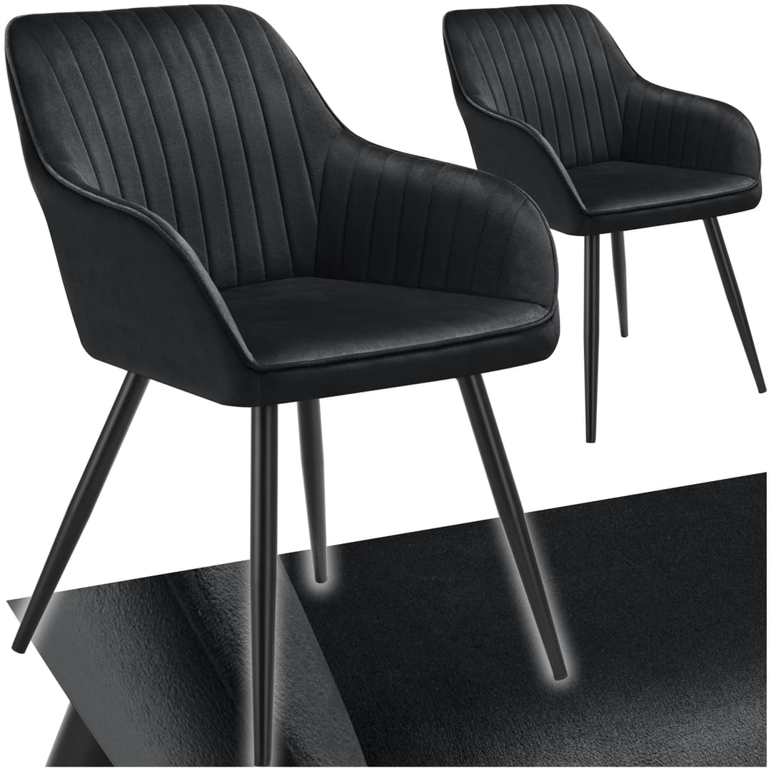 Stuhl Marilyn, Samtoptik, gesteppt - schwarz/schwarz, 2er Set