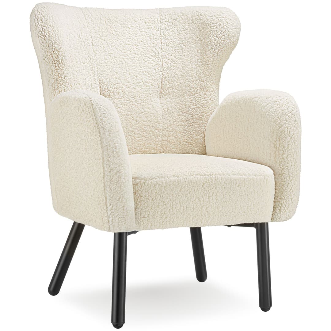 Sessel Vänersborg, dick gepolstert, mit Bouclé-Bezug - Bouclé creme/schwarz