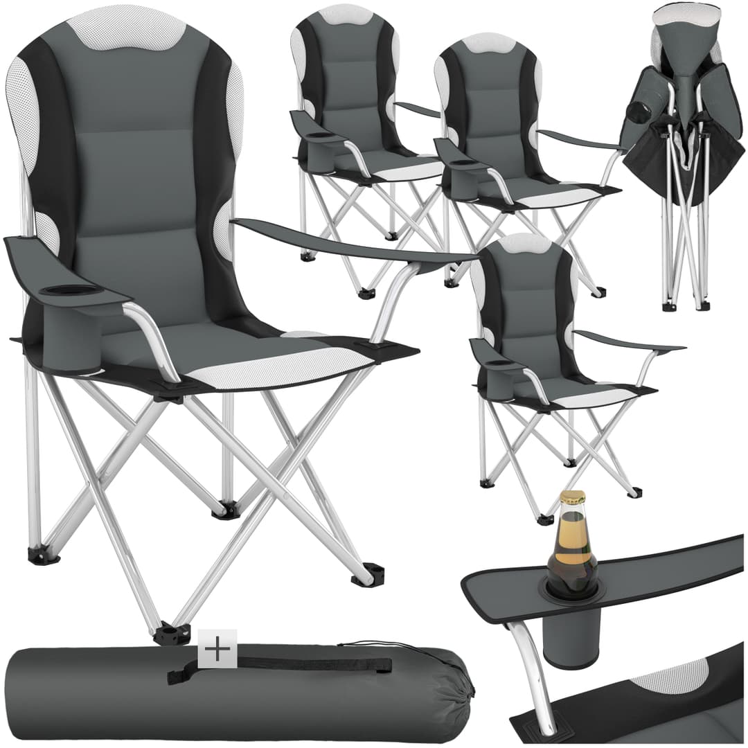 Campingstuhl mit Polsterung - grau, 4er Set