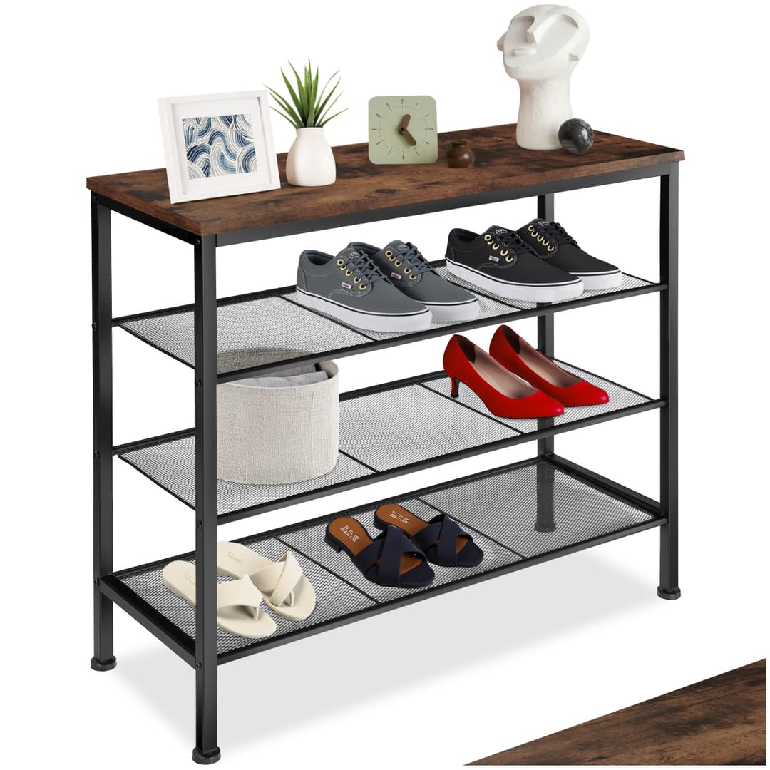 Schuhregal Newport 80,5x30,5x72,5cm - Industrial Holz dunkel, rustikal