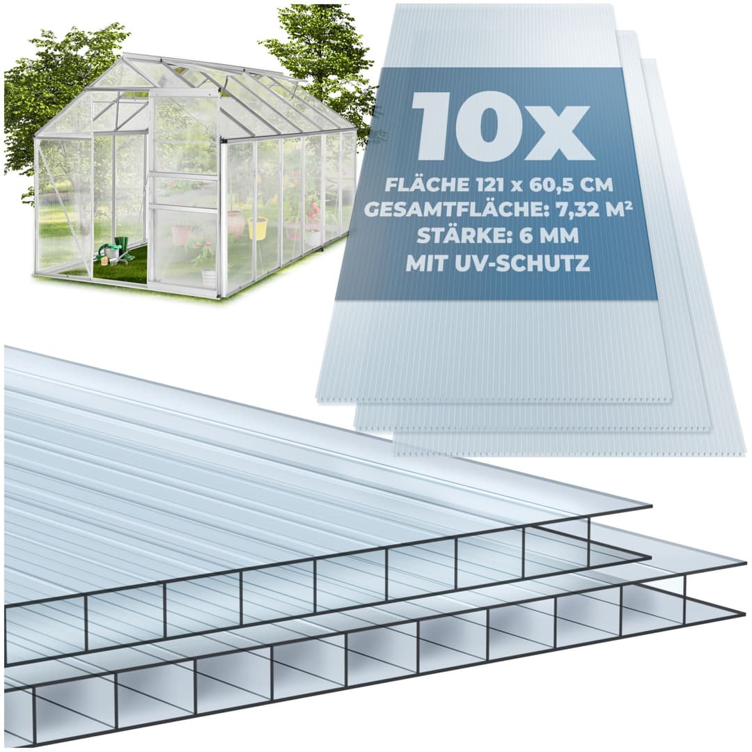 Doppelstegplatten aus Polycarbonat, zuschneidbar - transparent
