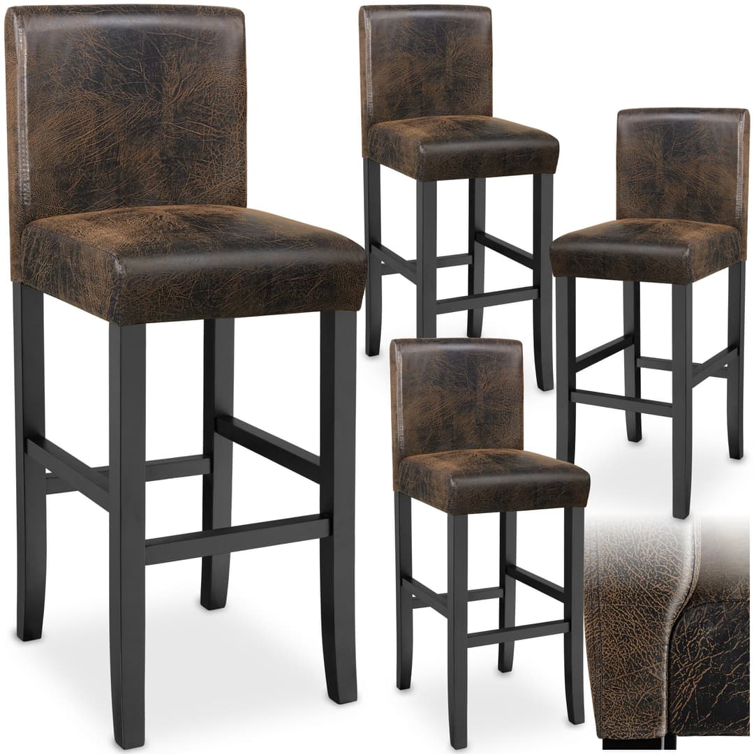Barhocker aus Kunstleder - antikbraun, 4er Set