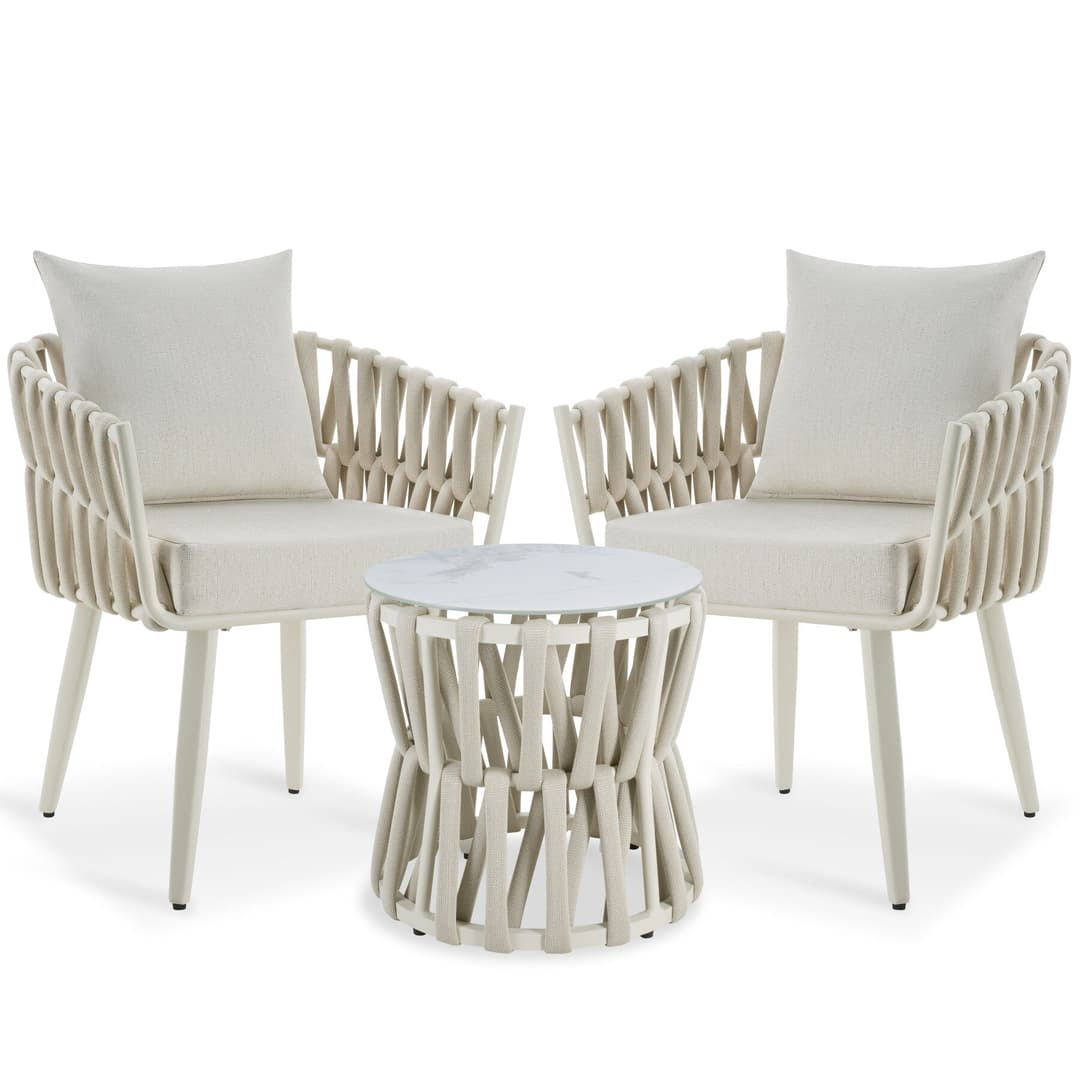 Set Lugano im Rope-Design, Aluminiumgestell, Schraubfüße - beige