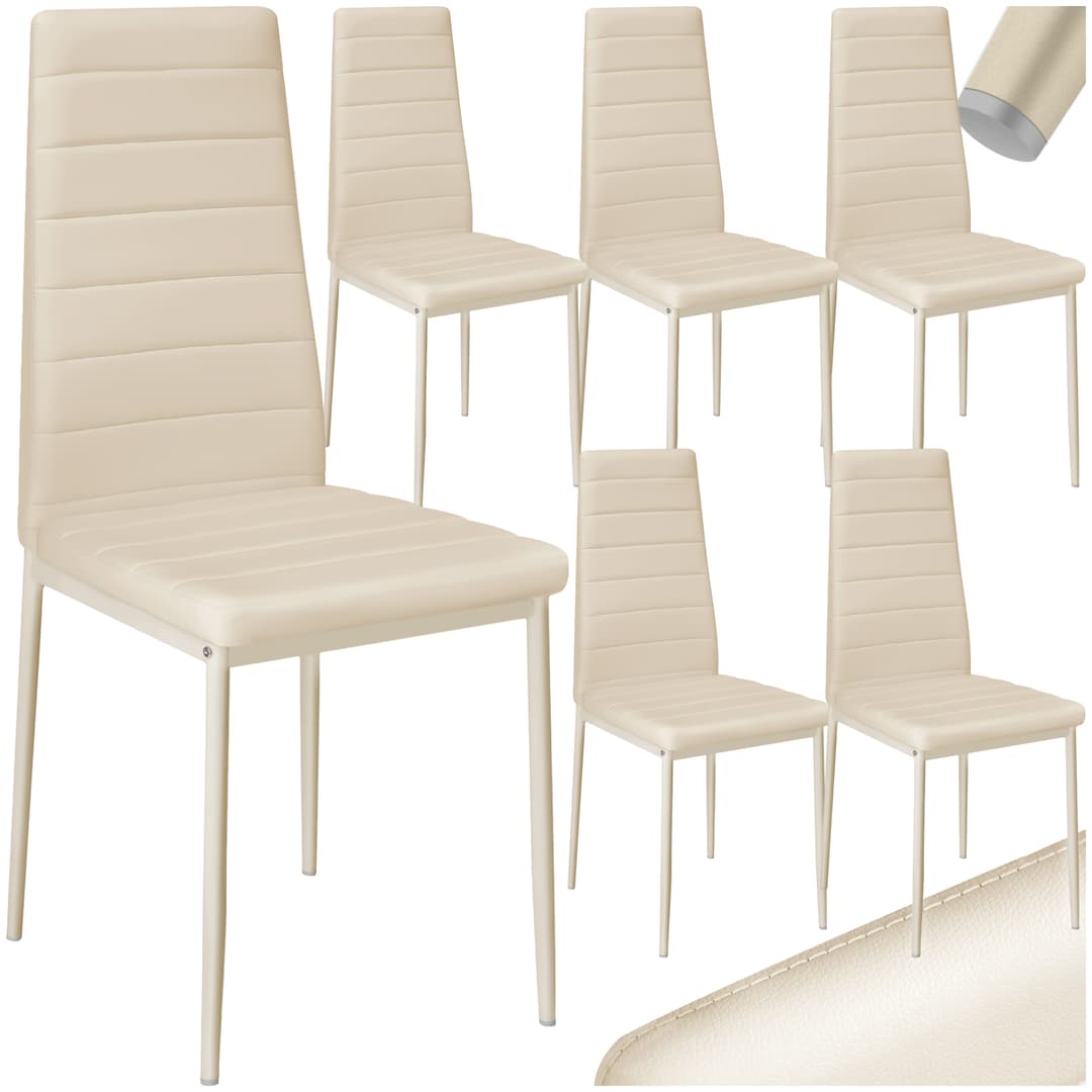 Esszimmerstühle Kunstleder - beige, 6er Set