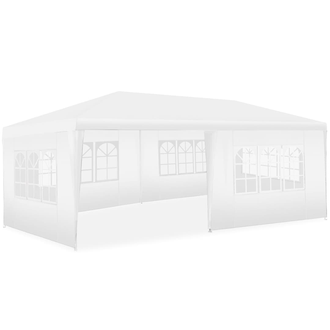 Pavillon Novara mit 5 Seitenteilen, wasserdicht, 6x3m - weiß